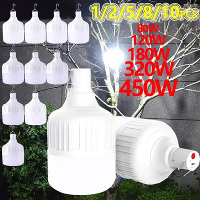 휴대용 등불 높은 전력 USB 충전식 LED 비상 조명 후크 야외 캠핑 텐트 랜턴 조명 손전등 전구